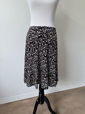 Christopher & Banks Brown and White Floral Midi Skirt